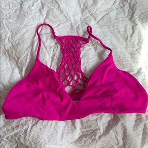 Express Fuchsia Woven-back Bikini Top